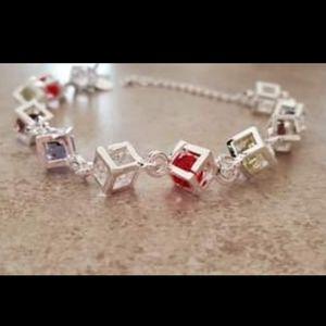 925 stamped multi colored stone bracelet